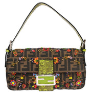 Fendi * Brown Beaded Zucca Baguette Handbag