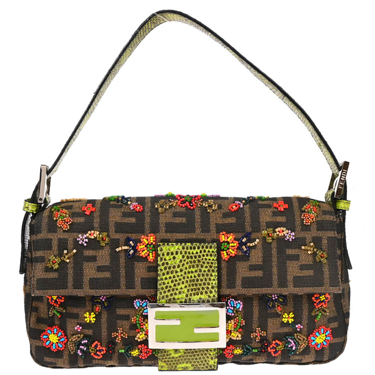 Fendi * Brown Beaded Zucca Baguette Handbag