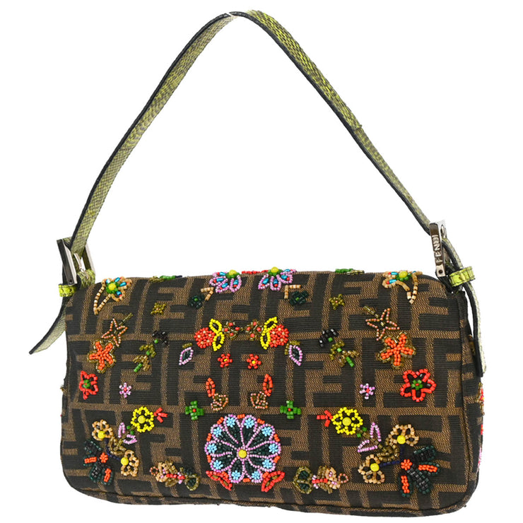 Fendi * Brown Beaded Zucca Baguette Handbag