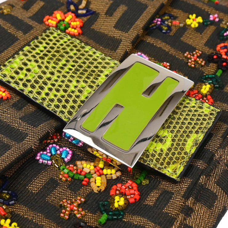 Fendi * Brown Beaded Zucca Baguette Handbag