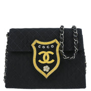 Chanel Black Canvas Emblem Shoulder Bag