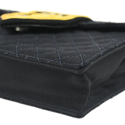Chanel 2004-2005 Black Canvas Emblem Shoulder Bag