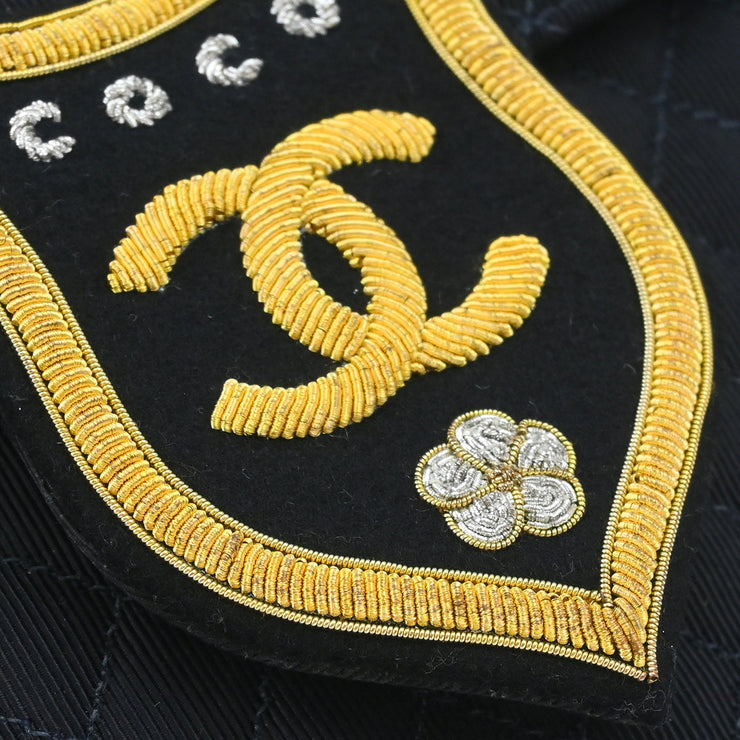 Chanel Black Canvas Emblem Shoulder Bag