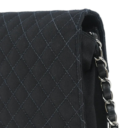 Chanel 2004-2005 Black Canvas Emblem Shoulder Bag