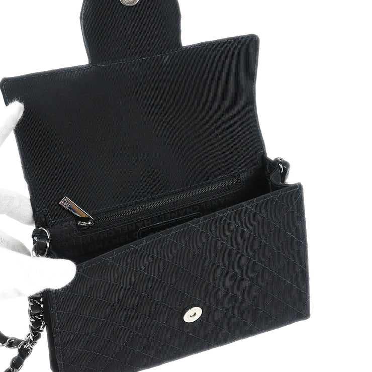 Chanel Black Canvas Emblem Shoulder Bag