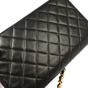 Chanel Black Lambskin Pushlock Small Full Flap Shoulder Bag