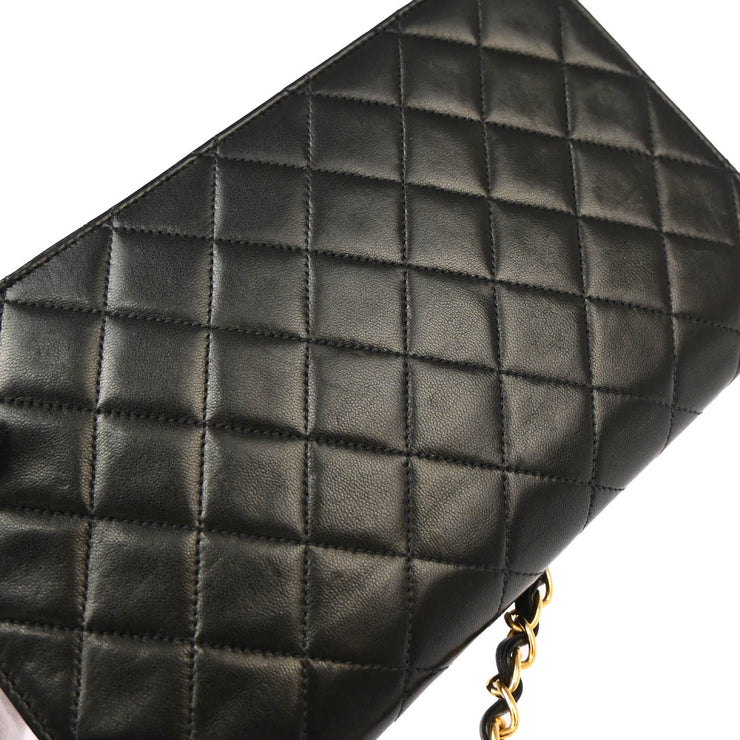 Chanel Black Lambskin Pushlock Small Full Flap Shoulder Bag