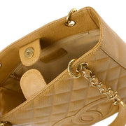 Chanel 2003-2004 Beige Caviar Petite Shopping Tote PST Chain Handbag
