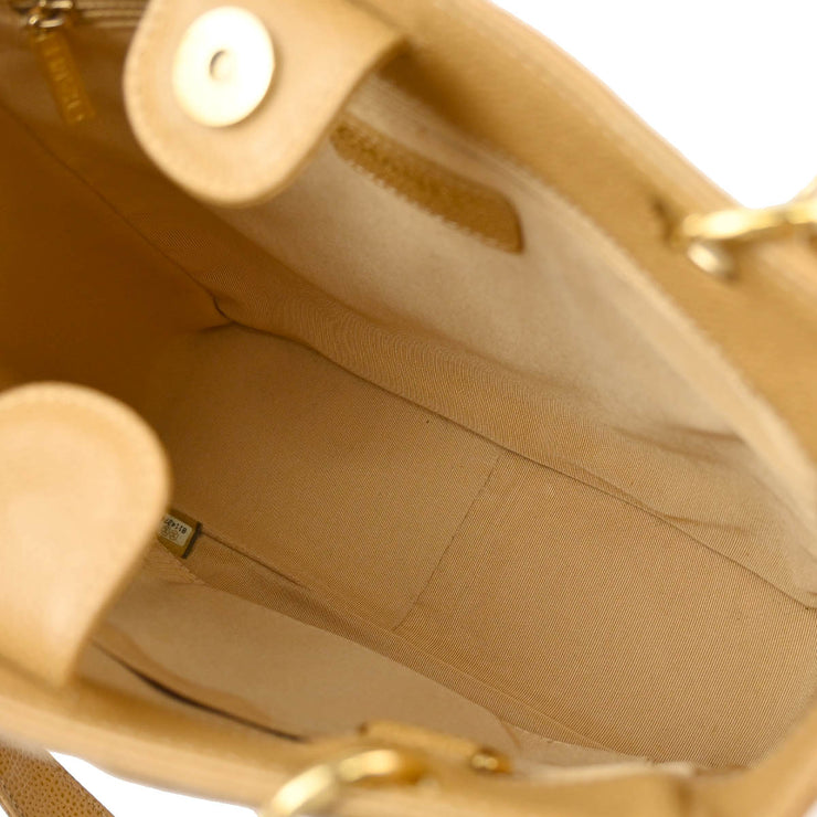 Chanel 2003-2004 Beige Caviar Petite Shopping Tote PST Chain Handbag