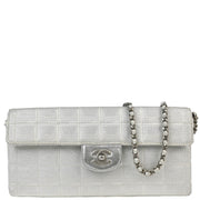 Chanel Silver Jacquard Nylon East West Travel Line Shoulder Bag