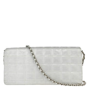 Chanel Silver Jacquard Nylon East West Travel Line Shoulder Bag