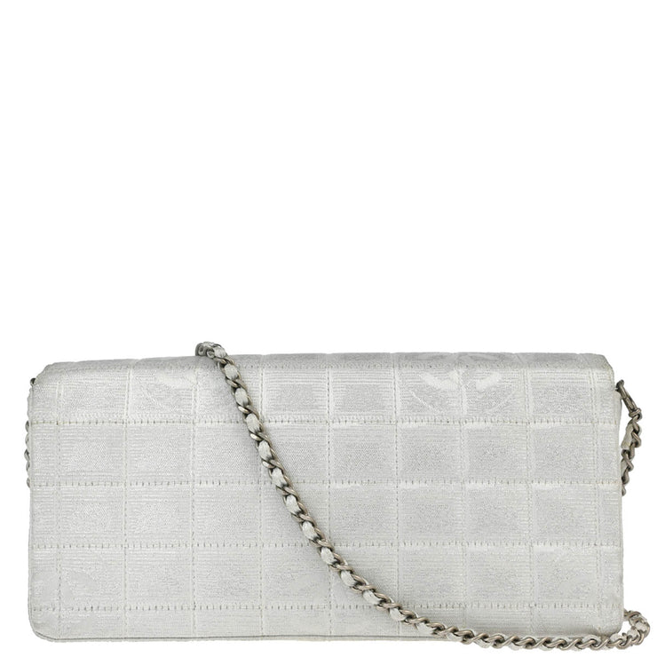 Chanel Silver Jacquard Nylon East West Travel Line Shoulder Bag