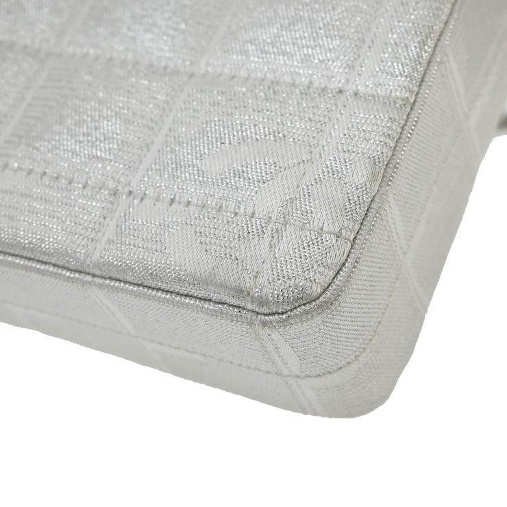 Chanel Silver Jacquard Nylon East West Travel Line Shoulder Bag