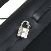 Hermes 2002 Black Beige Toile Officier H Herbag MM 2 in 1 2way Shoulder Handbag