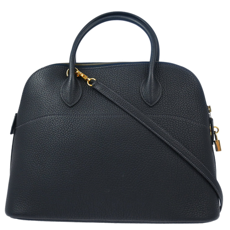 Hermes 2003 Blue Indigo Fjord Bolide 37 2way Shoulder Handbag