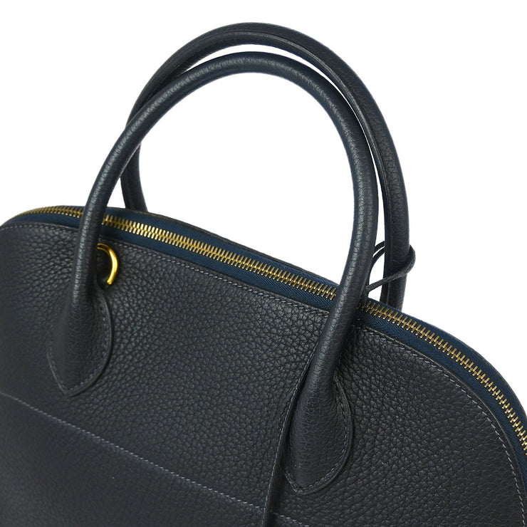 Hermes 2003 Blue Indigo Fjord Bolide 37 2way Shoulder Handbag