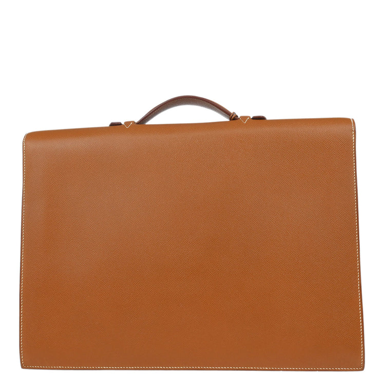 Hermes Gold Courchevel Sac a Depeches 41 Briefcase