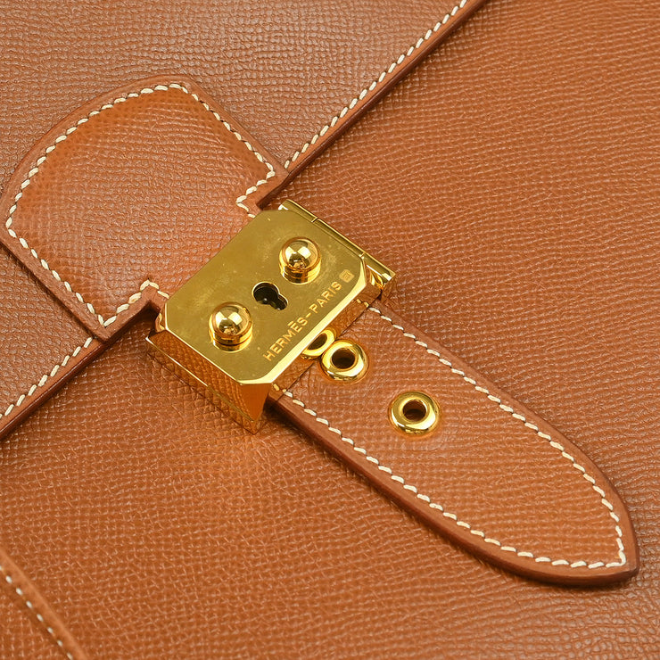 Hermes Gold Courchevel Sac a Depeches 41 Briefcase