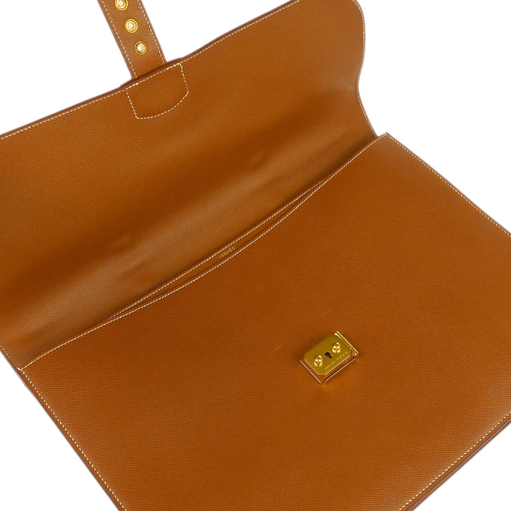 Hermes Gold Courchevel Sac a Depeches 41 Briefcase