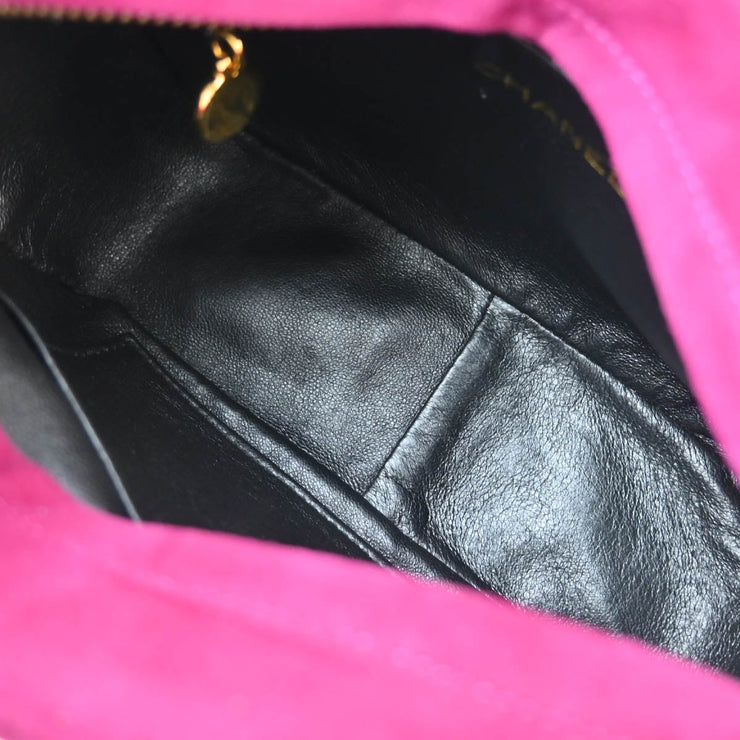 Chanel 1991-1994 Purple Suede Chevron Camera Bag Mini
