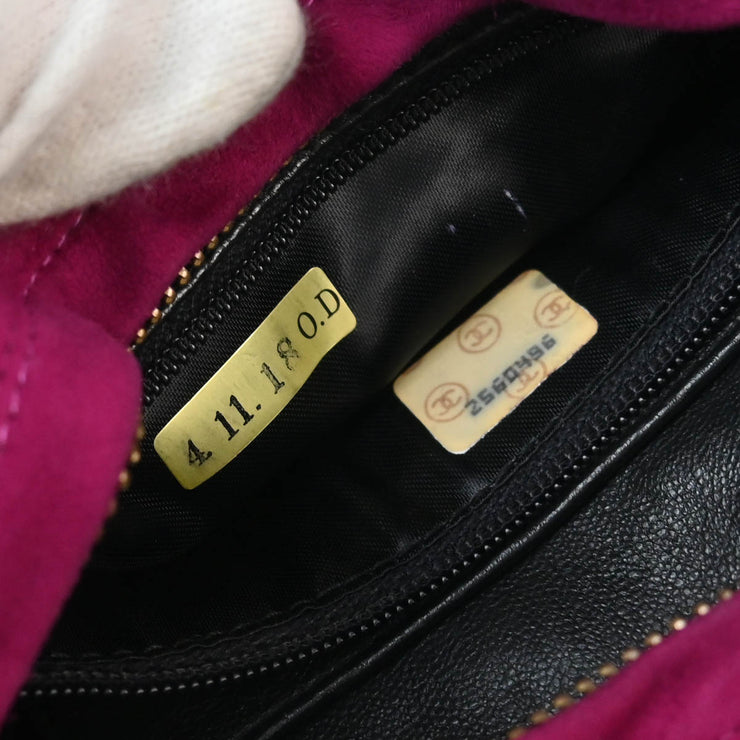 Chanel 1991-1994 Purple Suede Chevron Camera Bag Mini