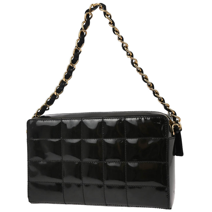 Chanel 2001-2003 Black Patent Leather Choco Bar Handbag