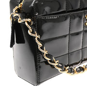 Chanel 2001-2003 Black Patent Leather Choco Bar Handbag