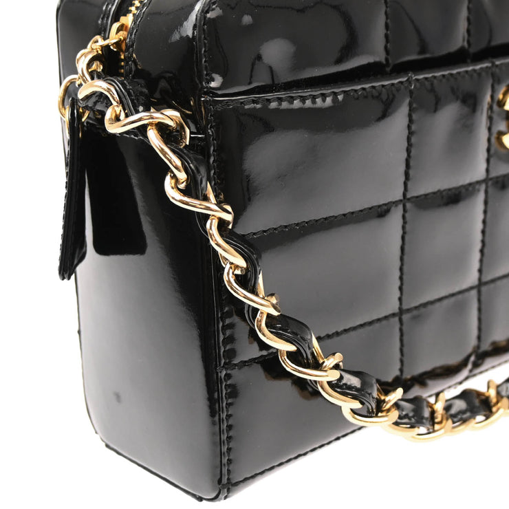 Chanel 2001-2003 Black Patent Leather Choco Bar Handbag