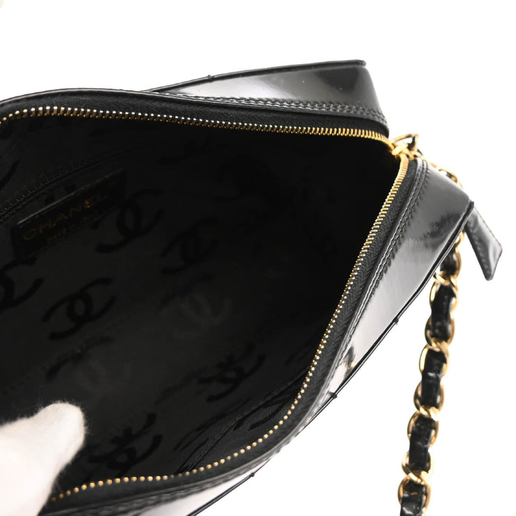 Chanel 2001-2003 Black Patent Leather Choco Bar Handbag