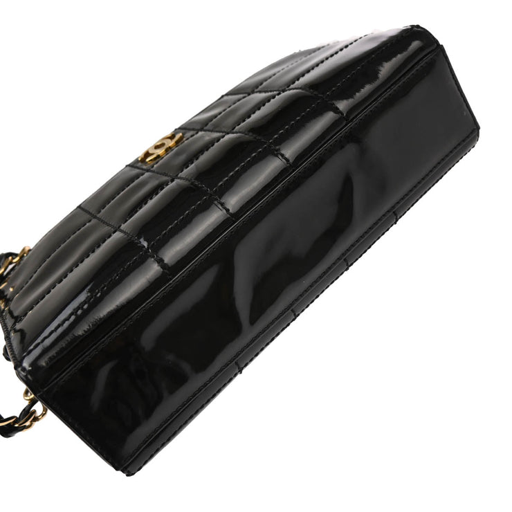 Chanel 2001-2003 Black Patent Leather Choco Bar Handbag
