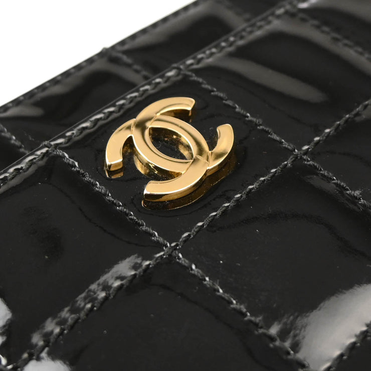 Chanel 2001-2003 Black Patent Leather Choco Bar Handbag