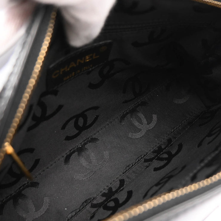 Chanel 2001-2003 Black Patent Leather Choco Bar Handbag
