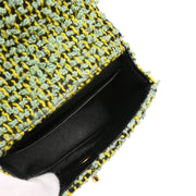 Chanel Light Green Tweed Micro Classic Flap Handbag