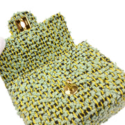 Chanel Light Green Tweed Micro Classic Flap Handbag