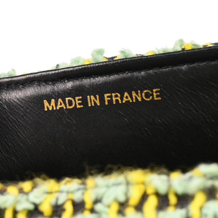 Chanel Light Green Tweed Micro Classic Flap Handbag