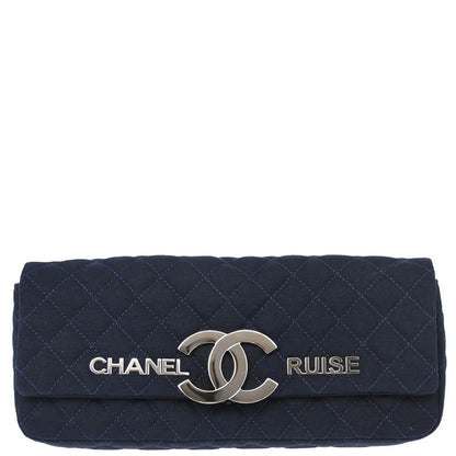 Chanel 2008-2009 Navy Cotton Cruise Line Clutch Bag