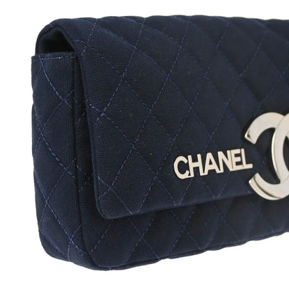 Chanel 2008-2009 Navy Cotton Cruise Line Clutch Bag