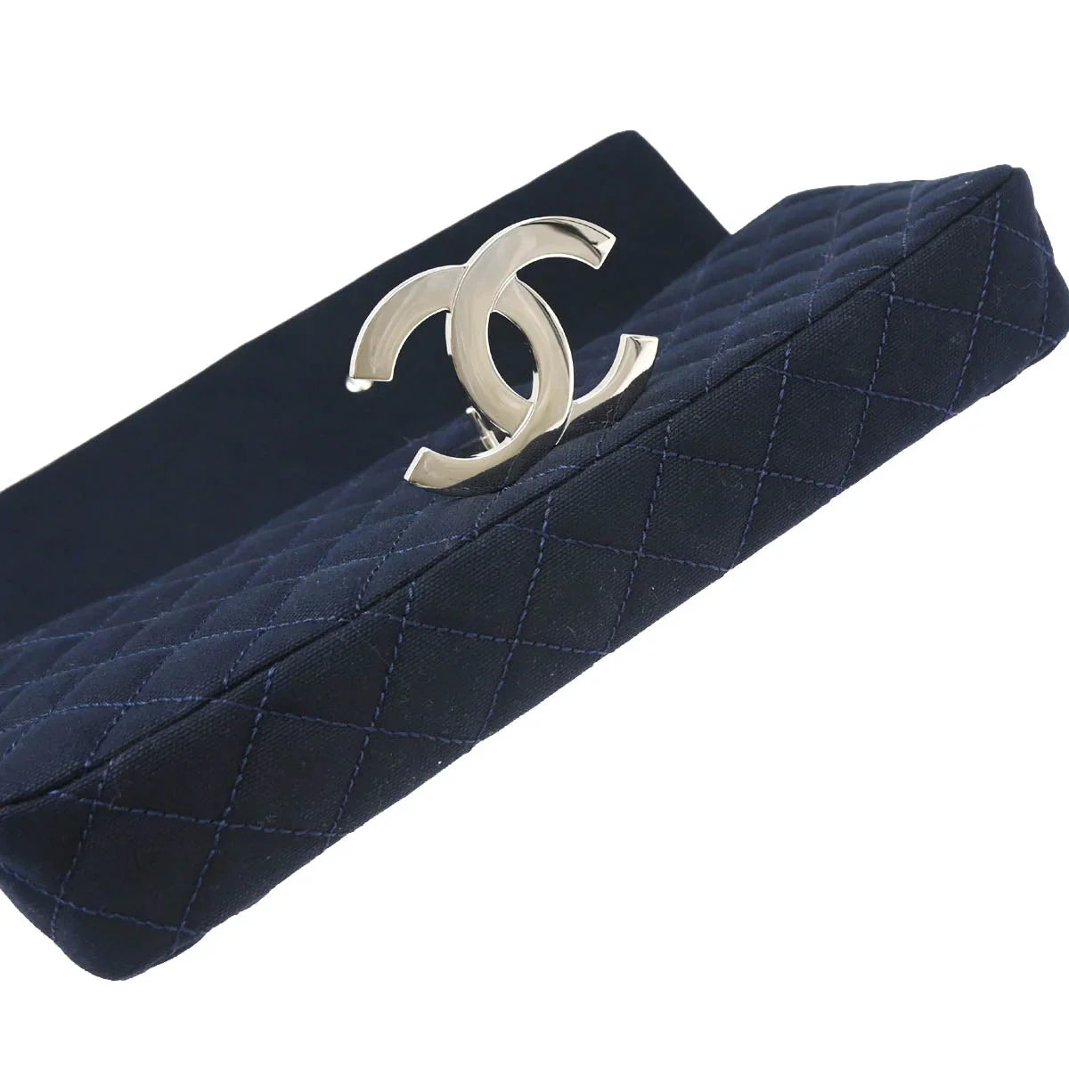 Chanel 2008-2009 Navy Cotton Cruise Line Clutch Bag