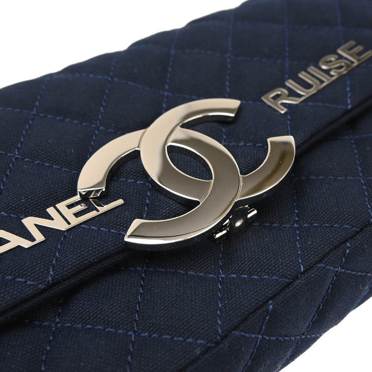 Chanel Navy Cotton Cruise Line Clutch Bag