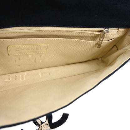 Chanel 2008-2009 Navy Cotton Cruise Line Clutch Bag