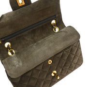 Chanel 1994-1996 Gray Suede Small Classic Double Flap Shoulder Bag