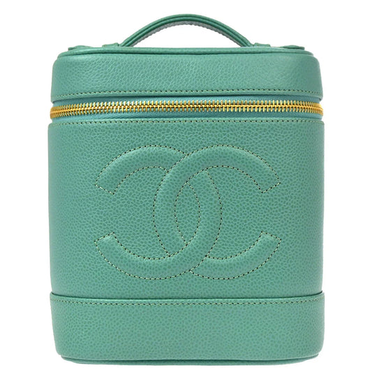 Chanel 1997-1999 Emerald Green Caviar Timeless Vanity Handbag