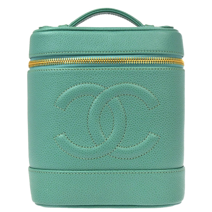 Chanel 1997-1999 Emerald Green Caviar Timeless Vanity Handbag