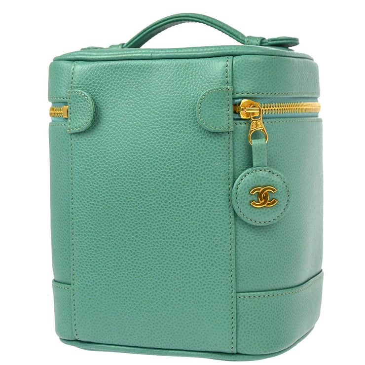 Chanel 1997-1999 Emerald Green Caviar Timeless Vanity Handbag