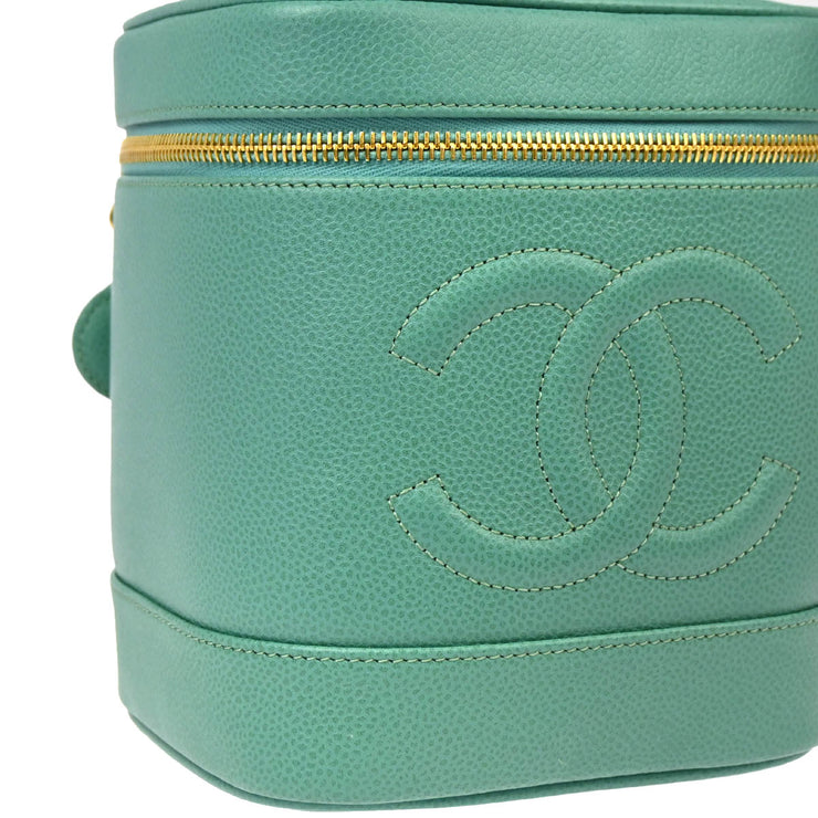 Chanel 1997-1999 Emerald Green Caviar Timeless Vanity Handbag