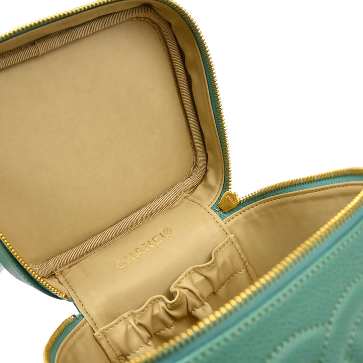 Chanel 1997-1999 Emerald Green Caviar Timeless Vanity Handbag