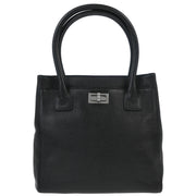 Chanel 2005-2006 Black Calfskin Mademoiselle Lock Tote Handbag