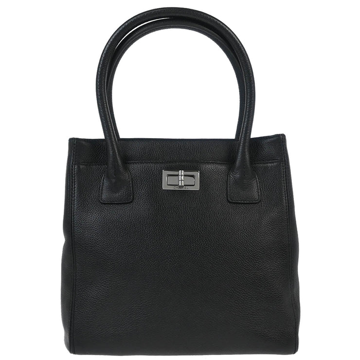 Chanel 2005-2006 Black Calfskin Mademoiselle Lock Tote Handbag