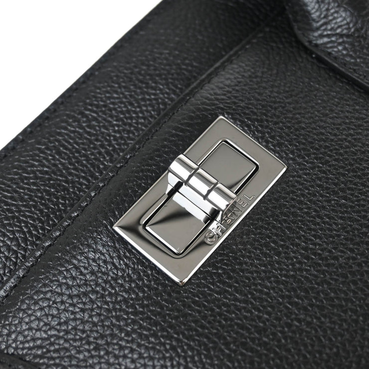 Chanel 2005-2006 Black Calfskin Mademoiselle Lock Tote Handbag