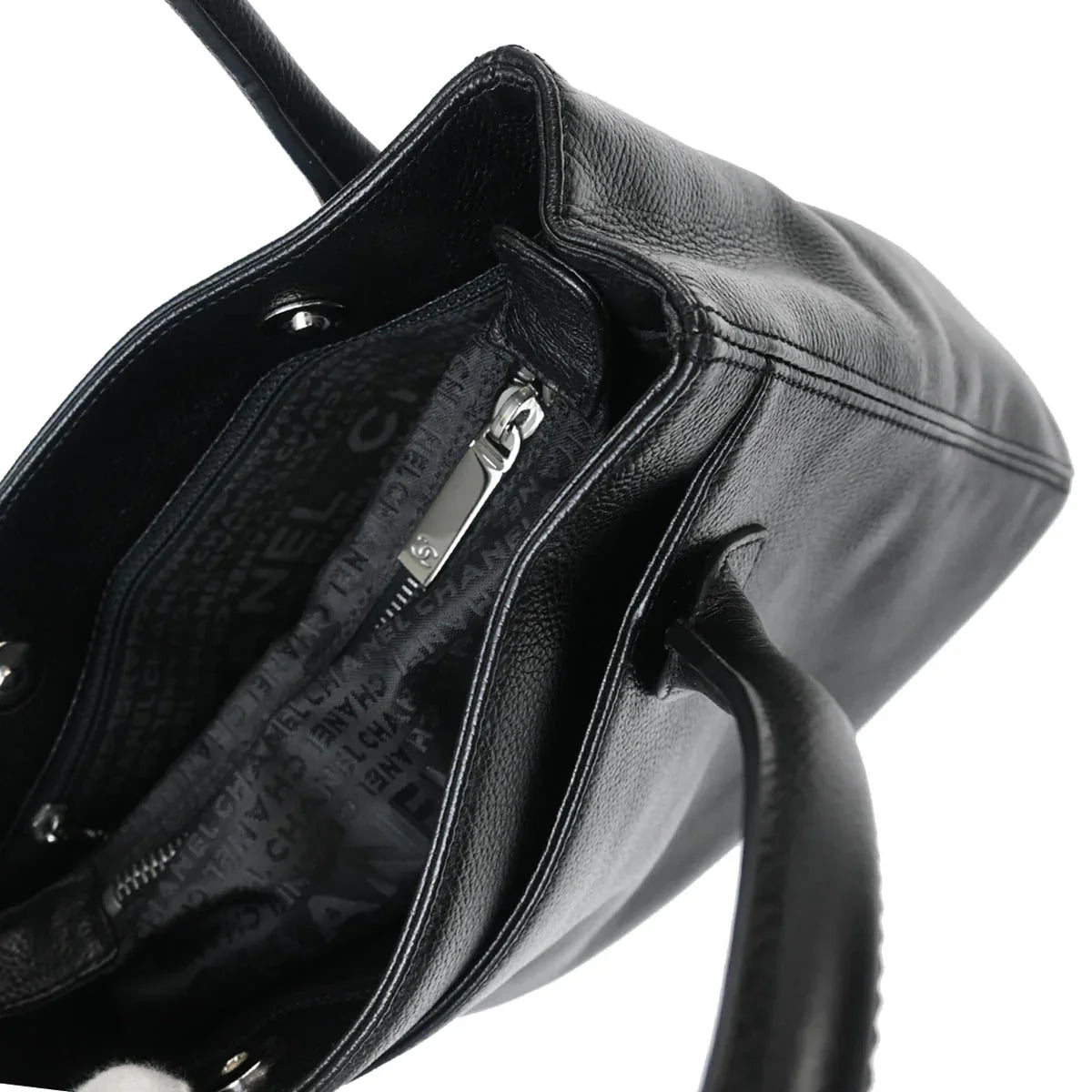 Chanel 2005-2006 Black Calfskin Mademoiselle Lock Tote Handbag